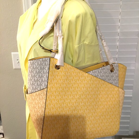 Michael Kors Colorblock Daffodil & Gray Shoulder Bag - New - Picture 3 of 4